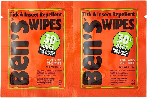 Ben's Tick & Insect Repellent Wipes, 30% Deet (paquete De 2)