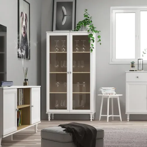 Cristaleira Est. P/ Livros Ditália 2 Pt Vidro ​E-957 Cozy Cor Branco