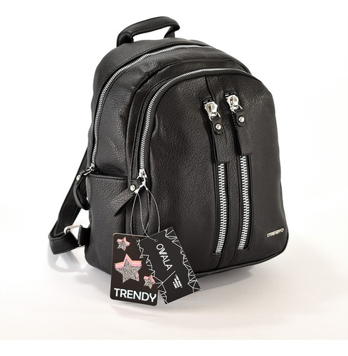 Imagen 1 de 6 de Mochila Mujer Cuero Sintetico Urbana Trendy Negra Original