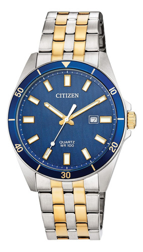 Reloj Citizen Bi5054-53l Quartz Mens, Acero Inoxidable, C Color De La Correa Bicolor Color Del Bisel Acero Inoxidable Color Del Fondo Azul