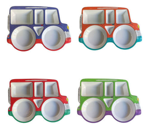 Plato Infantil 6 Divisiones Camioneta Melamina Mundotoys