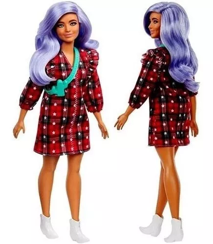 Boneca Barbie Fashionistas Menina Moderna Cabelo Azul - Roupa