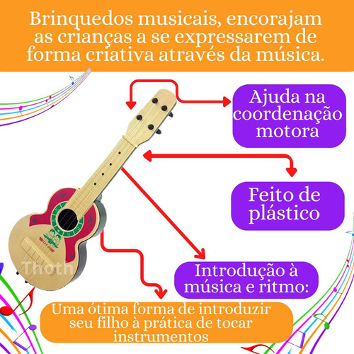Kit 5 Instrumentos Flauta Guitarra Bumbo Brinquedo Infantil