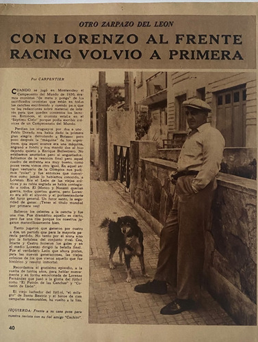 Lorenzo Fernández, Racing, Nota Revista Fútbol Déc 50, Ncr06