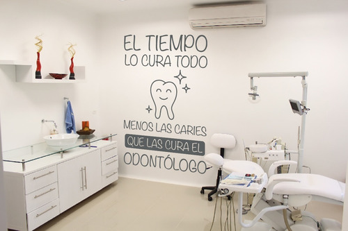 Vinilo Decorativo Flor Dentista Caries Tiempo Odontologo