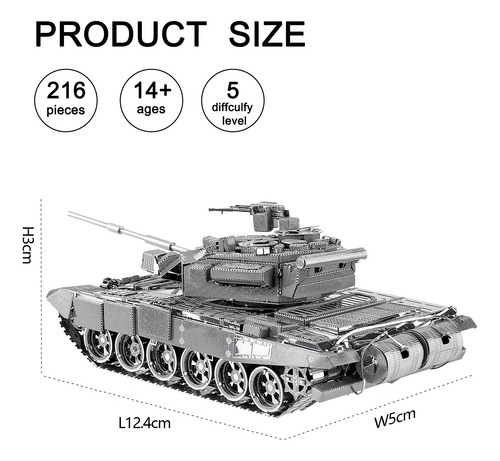 Kits De Maquetas De Rompecabezas De Metal 3d T-90a De Piecec
