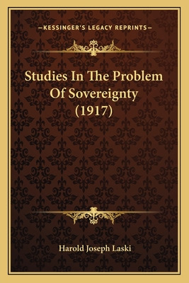 Libro Studies In The Problem Of Sovereignty (1917) - Lask...