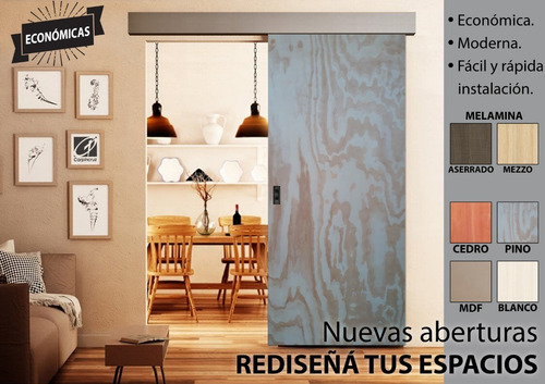 Imagen 3 de 9 de Puerta Corrediza Colgante Placa Económica+ Kit De 80 O 90
