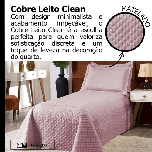Cobre Leito Colcha Clean Solteiro 2 Peças Rosê