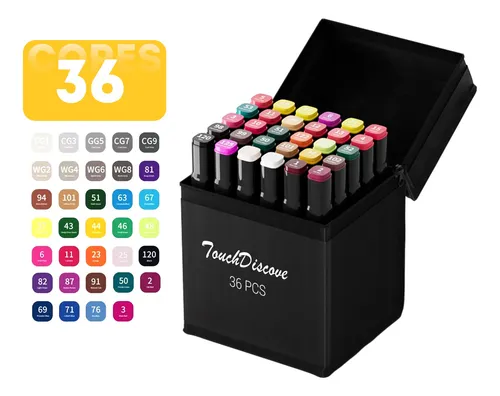 Conjunto Kit 36 Cores Canetas Marcador Canetinha Ponta Dupla