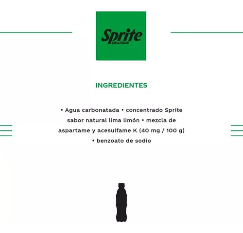 Refresco Sprite Lima Limón Sin Azúcar 20 Pzs De 355 Ml C/u