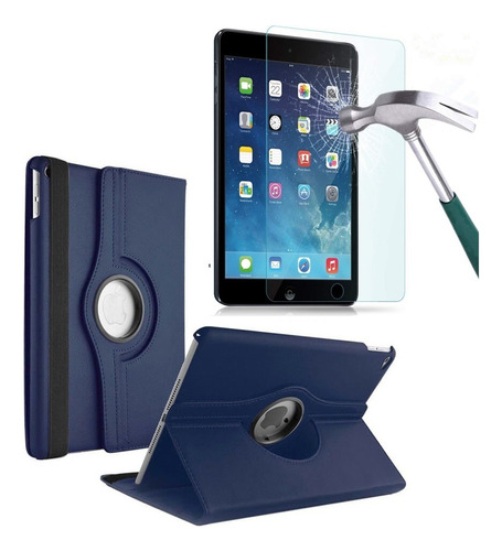 Case De Cuero + Mica Vidrio Para iPad 9.7 5ta A1822 A1823