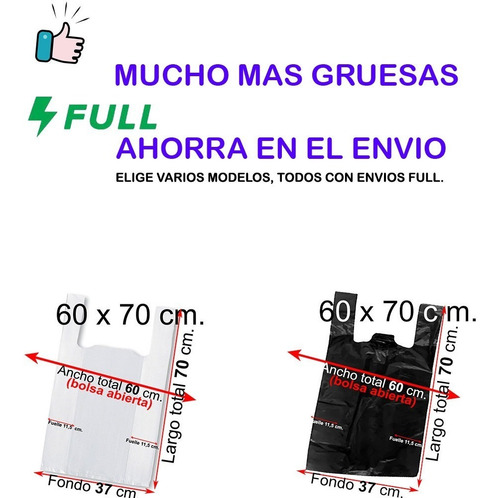 Imagen 2 de 4 de Bolsas Camiseta Para Basura Plásticas - 60x70 - 100 Unidades