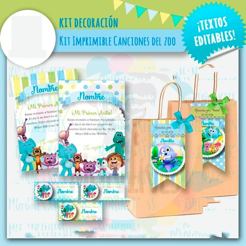 Kit Imprimible Canciones Del Zoo Invitacion Decoracion R41