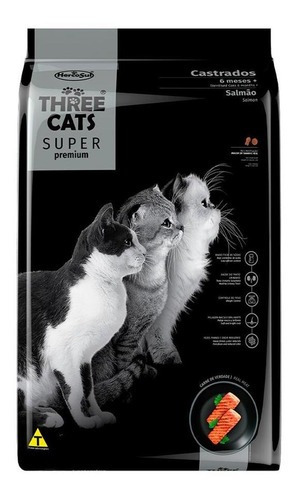 Ração Gatos Three Cats Super Castrados Salmão 15kg