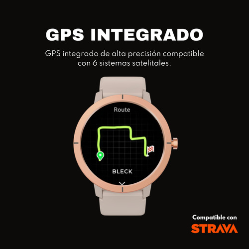 Smartwatch Bleck Luna Pro Gps Integrado Sumergible 5 Atm Plateado Deportiva Gris Plateado