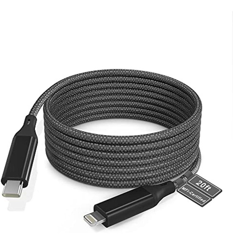 Cable Usb C Extra Largo A Lightning 20ft/6m [apple Mfi Certi