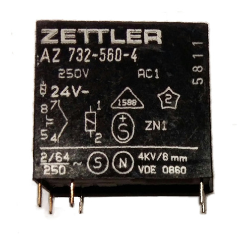 Rele 16a 24v 2 Contactos Hasta 400v Marca Zettler 