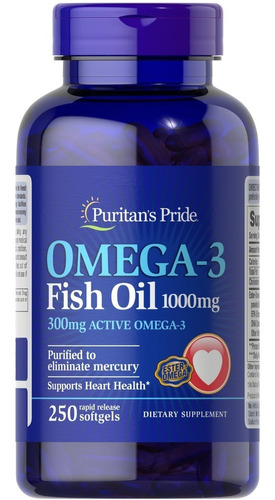 Puritan's Pride | Omega 3 Fish Oil | 1000mg | 250 Softgels