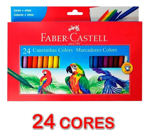 Canetinhas 24 Cores Colorir Faber Castell Hidrocor Pintar
