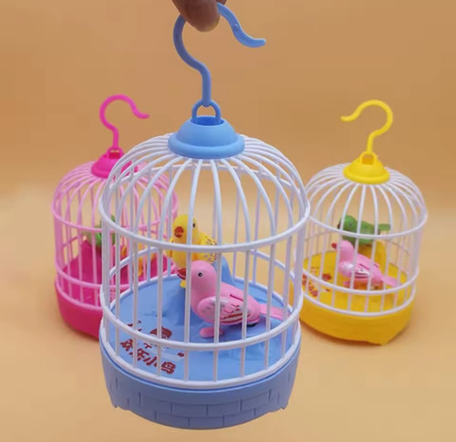 Gaiola Passarinho Brinquedo Interativo Com Cantos Pássaros Azul