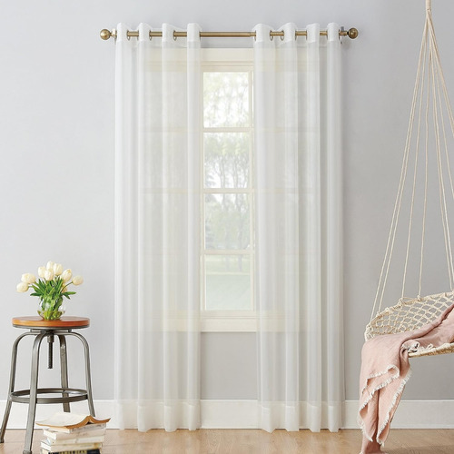 Cortinas Tergal Argollas 2.80m X 2.50m Alto, Traslucidas Color Beige