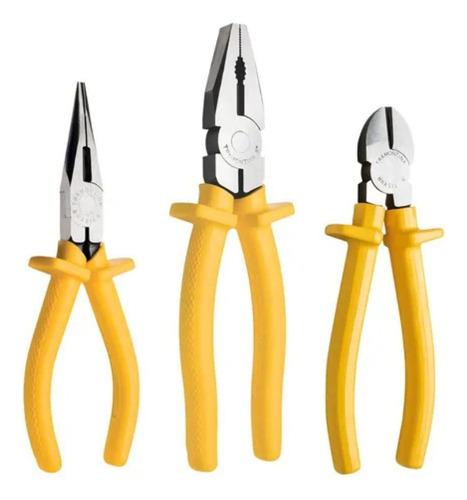 Kit Com 3 Alicates Tramontina Corte, Bico Fino E Universal