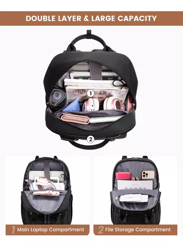 LOVEVOOK Mochila de viaje para computadora portátil para mujer, bolsas de  trabajo para computadora de negocios, Negro (piel sintética)., Mochilas de