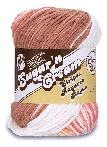 Lily Sugar 'n Cream Super Size Stripes Yarn, 2.5 Ounce, Natu