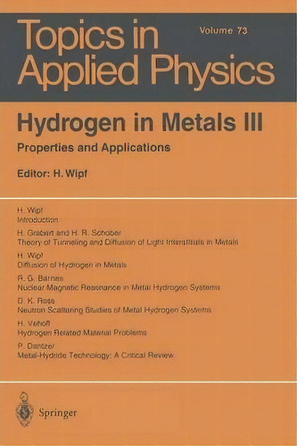 Hydrogen In Metals Iii, De R.g. Barnes. Editorial Springer Verlag Berlin Heidelberg Gmbh Co Kg, Tapa Blanda En Inglés