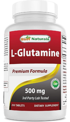 L-glutamina 500 Mg Best Naturals 250 Tabletas