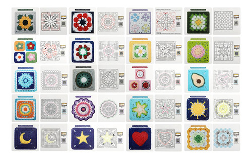 Tarjetas De Crochet Cuadrado De Crochet, Gráficos De