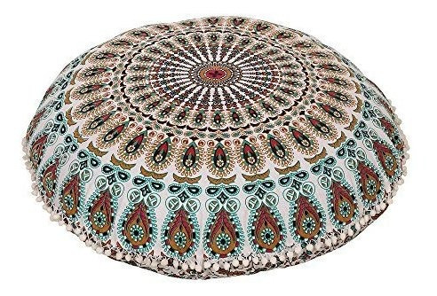 Anokhiart Cojin Redondo Mandala India 32  Diseño Color Rosa