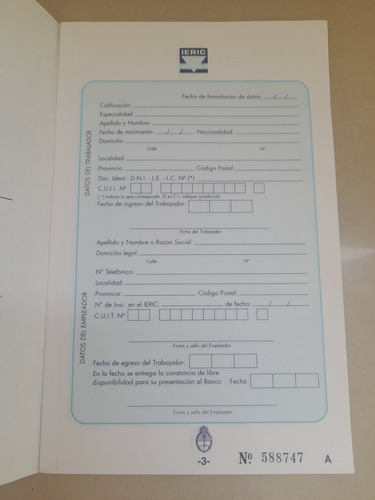 Libreta Aportes Fondo De Desempleo Ieric (Usado)