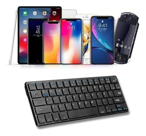 Teclado Sem Fio Com Tecla Ç Abnt2 Para Tablet E Celular