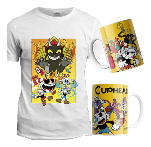 Playera Cuphead Para Niños Y Niñas Combo Con Taza Sublimada