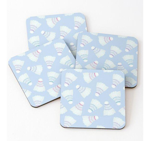 Set Posavasos Patrón De Bádminton Birdie (volantes) En Azul
