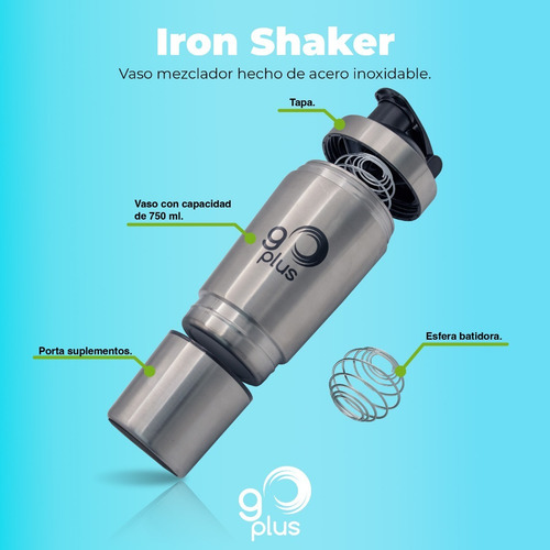Iron Shaker Go Plus Premium Fitness 500 Ml Plateado