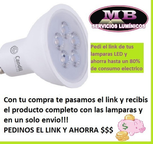 Imagen 3 de 7 de Pack X 27 Spot Platil 1 Luz + 27 Lampara Dicro Led 7w Candil