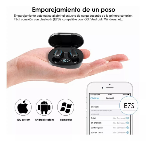Audífonos Inalámbricos E7s Con Bluetooth Y Manos Libres