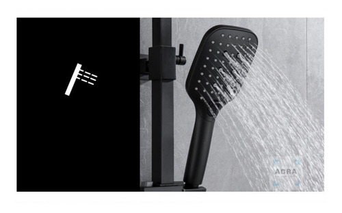 Barral/columna De Ducha/baño En Negro Mate Con Botones Acra
