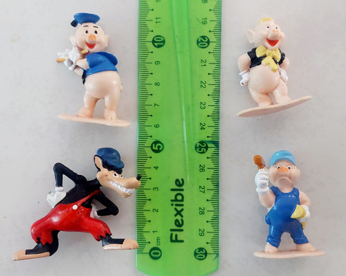 Figuras Del Lobo Feroz Y Los Tres Cochinitos Sonrics 90' C33