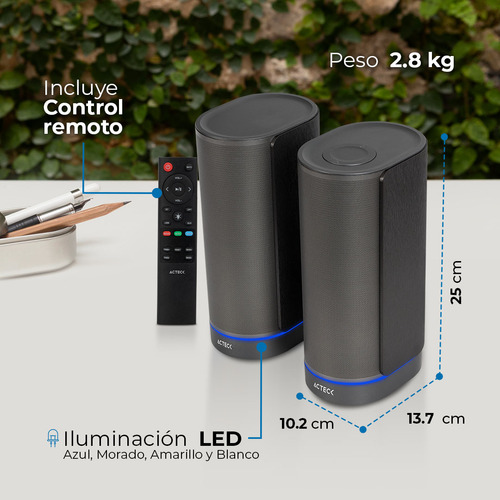 Bocinas Inalambricas Acteck Dynamic Bs660 50w 2.0 Bluetooth Color Negro
