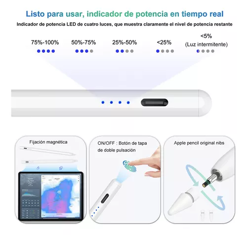 Lápiz capacitivo para iPad de 9. y 10. generación, lápiz digital de carga  rápida 5X, compatible