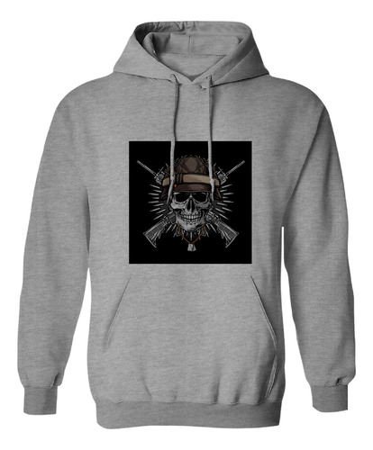 Sudadera Con Gorro Soldado Calavera Armas Collar Identidad