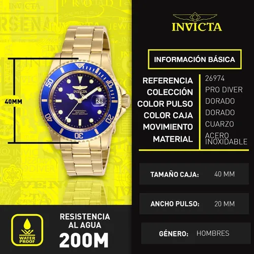 Reloj Invicta 26974 Dorado Hombre