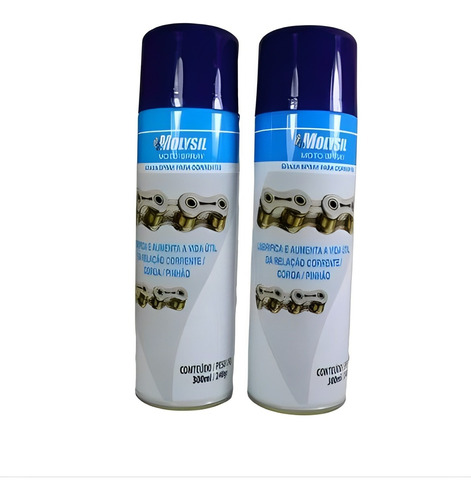  2x Lubrificante Corrente Graxa Liquida Molysil Moto Spray 