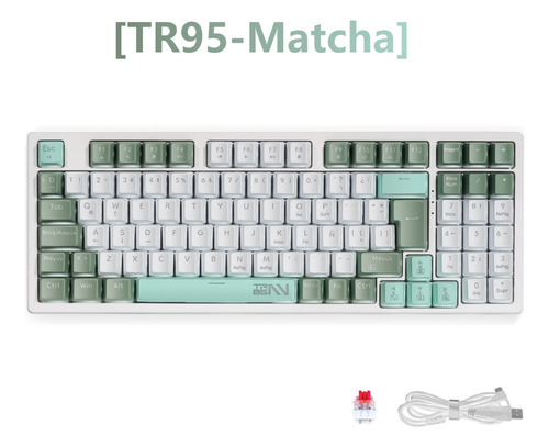 TERPORT 90% Teclado Gamer Espanol TR95 Matcha Luz Blanca 95 Teclas Antighosting Con Ñ  Switch Outemu Hotswap Cable Removible