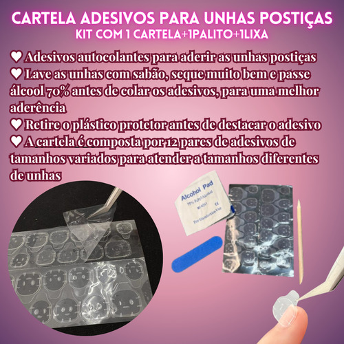Cartela Adesivo Cola Dupla Face Unha Postiça 12pares