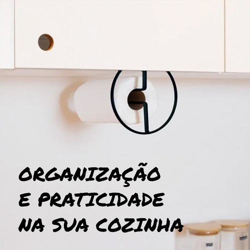 Porta Papel Toalha Facil Encaixe Multiuso De Aço - Mor Preto